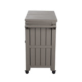 Outdoor Bar Serving Cart with Cooler in Taupe
