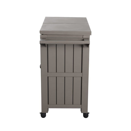Outdoor Bar Serving Cart with Cooler in Taupe