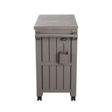 Outdoor Bar Serving Cart with Cooler in Taupe