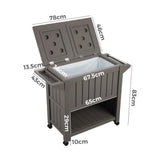 Outdoor Bar Serving Cart with Cooler in Taupe