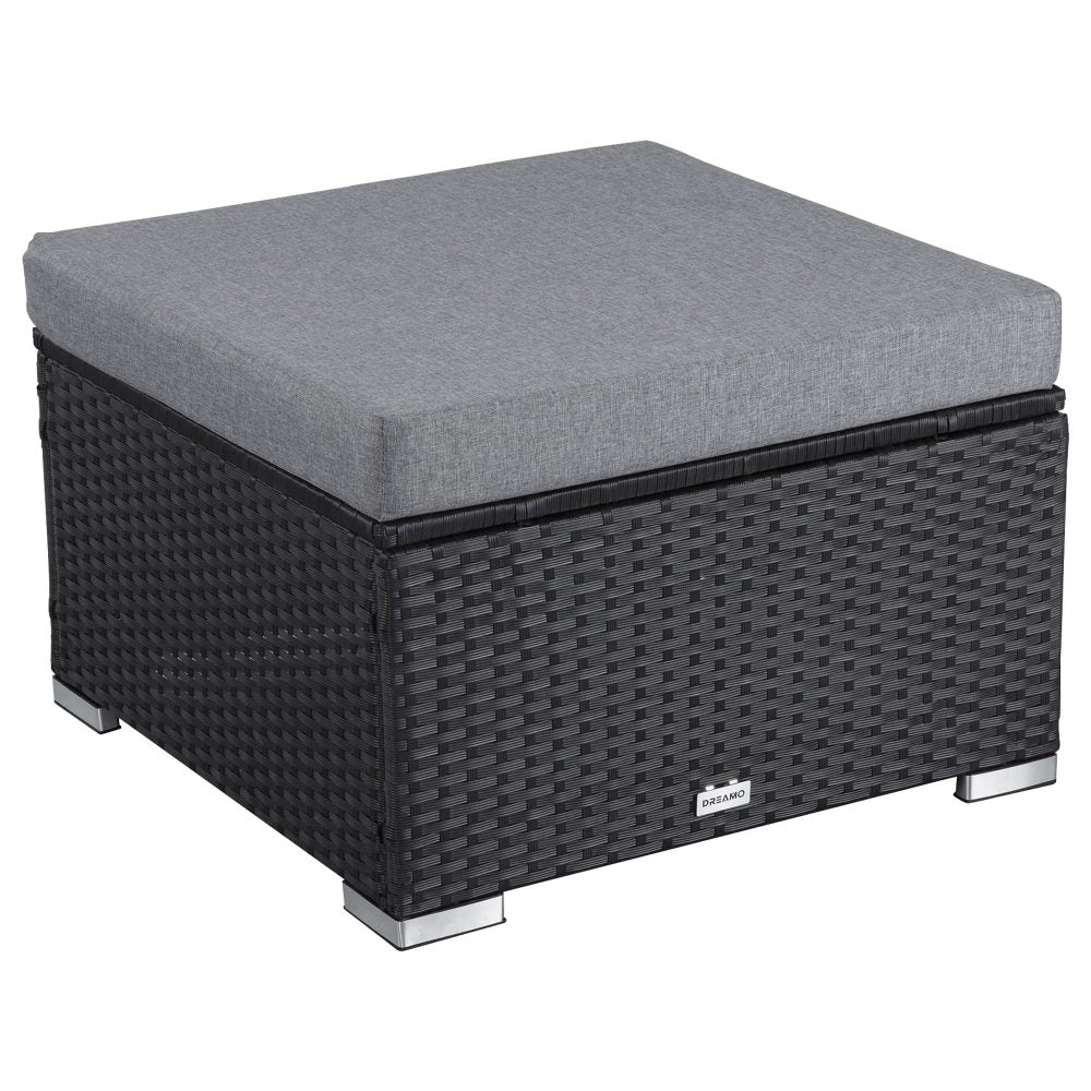 Maloneys Beach Outdoor Wicker Ottoman, Black