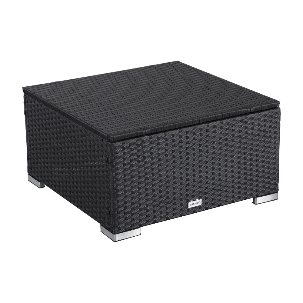 Maloneys Beach Outdoor Wicker Ottoman, Black