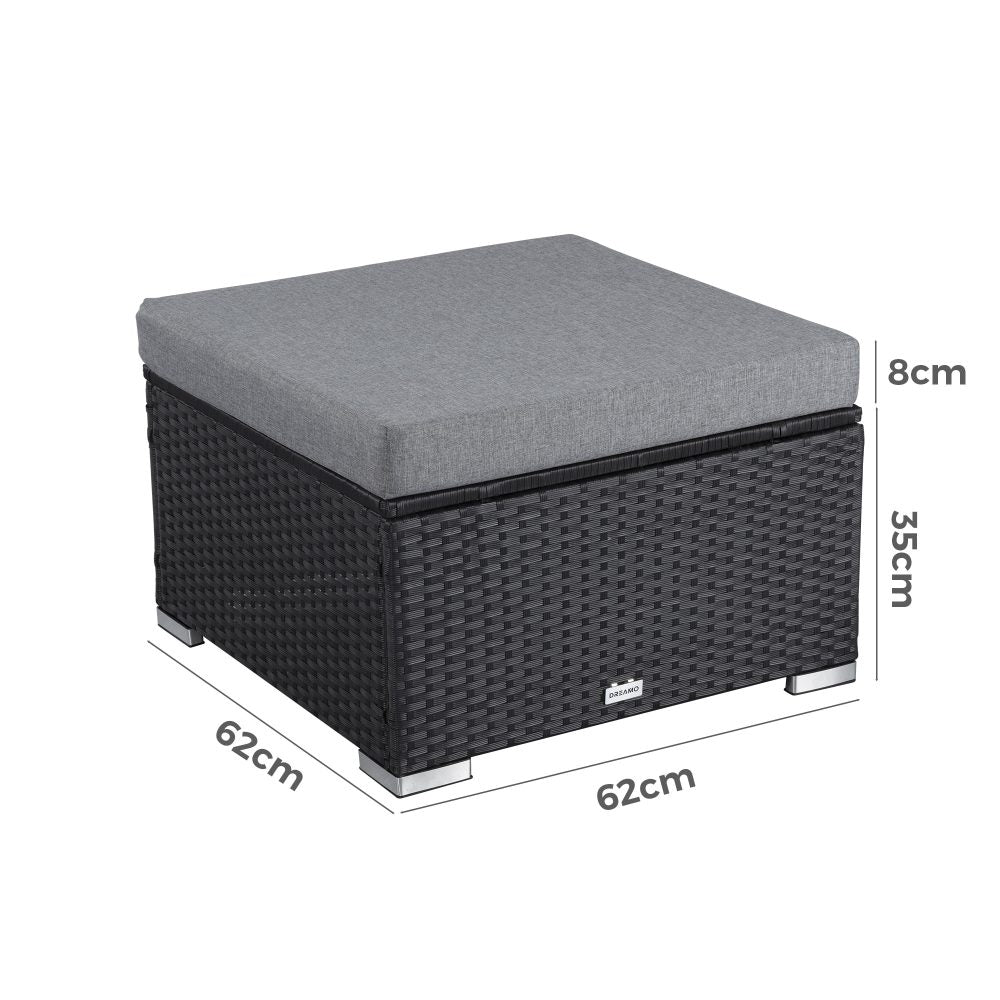 Maloneys Beach Outdoor Wicker Ottoman, Black
