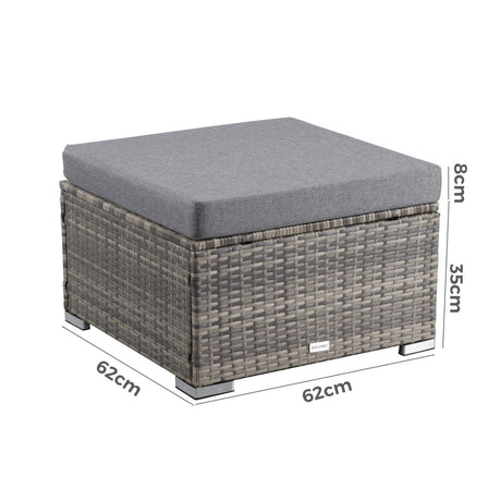 Maloneys Beach Outdoor Wicker Ottoman, Grey