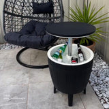Outdoor Retractable Cooler Bar Table in Black