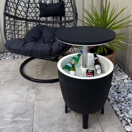Outdoor Retractable Cooler Bar Table in Black