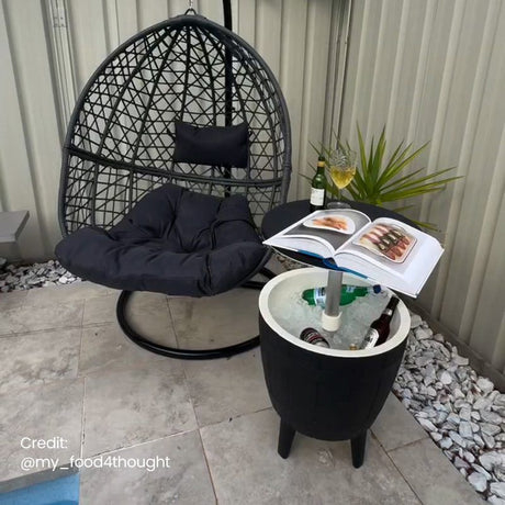 Outdoor Retractable Cooler Bar Table in Black