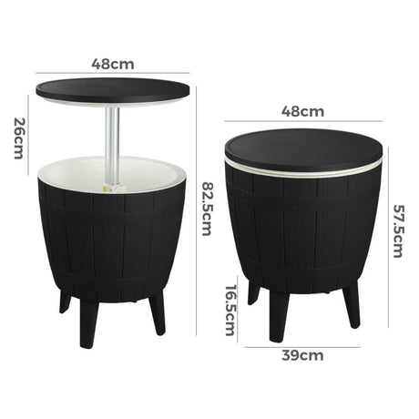Outdoor Retractable Cooler Bar Table in Black