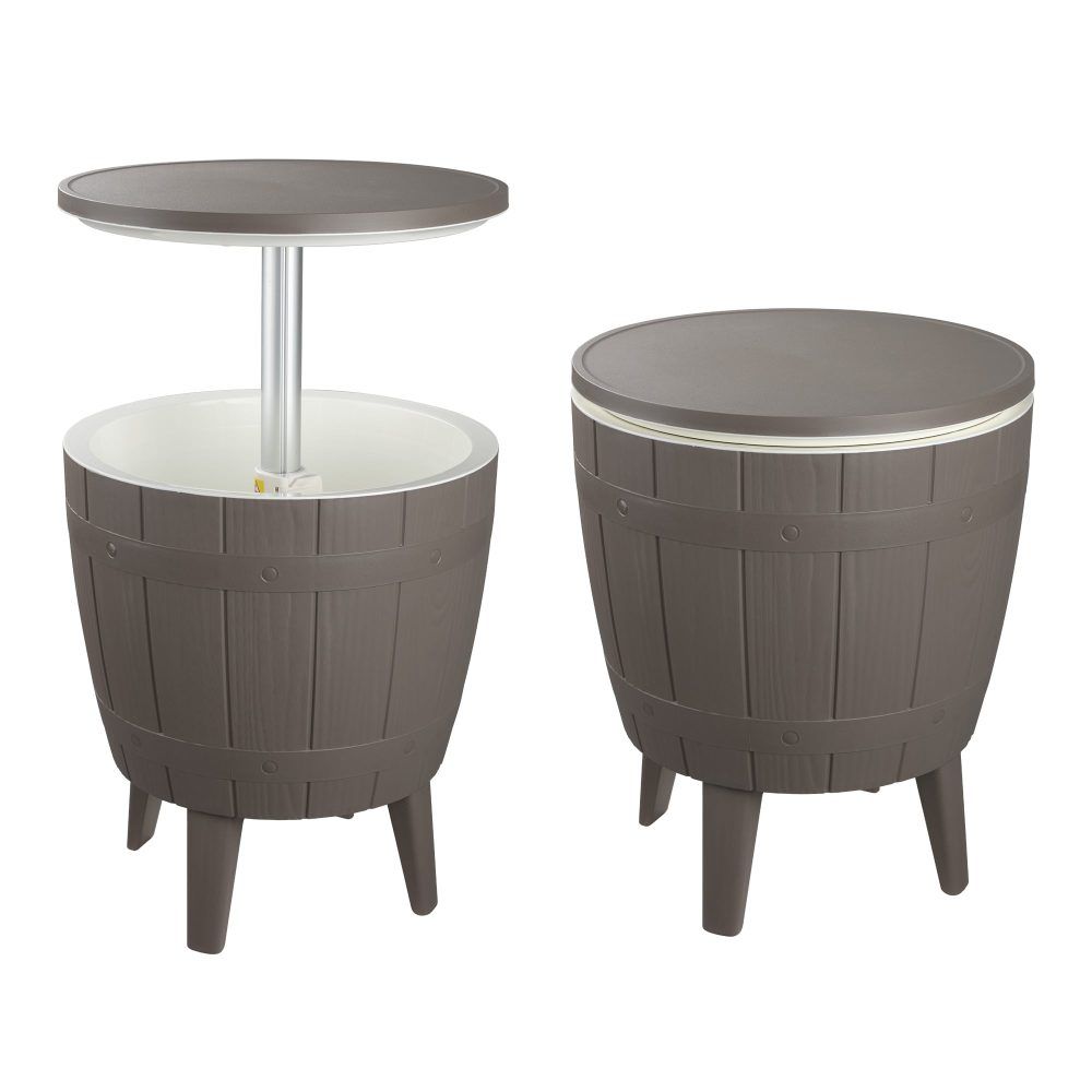 Outdoor Retractable Cooler Bar Table in Taupe