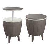 Outdoor Retractable Cooler Bar Table in Taupe