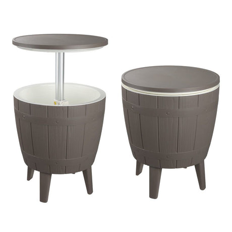 Outdoor Retractable Cooler Bar Table in Taupe