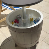Outdoor Retractable Cooler Bar Table in Taupe
