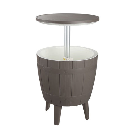 Outdoor Retractable Cooler Bar Table in Taupe