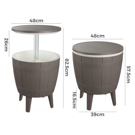 Outdoor Retractable Cooler Bar Table in Taupe