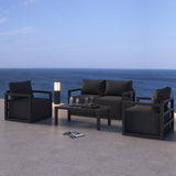 Coral Bay Outdoor Lounge Set, Wicker Rattan, Charcoal Grey