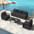 Noosa charcoal grey aluminium outdoor lounge set on a sunny patio