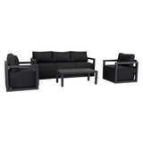 Dongara Deep Seated Outdoor Lounge Set, Wicker Rattan, Charcoal Grey