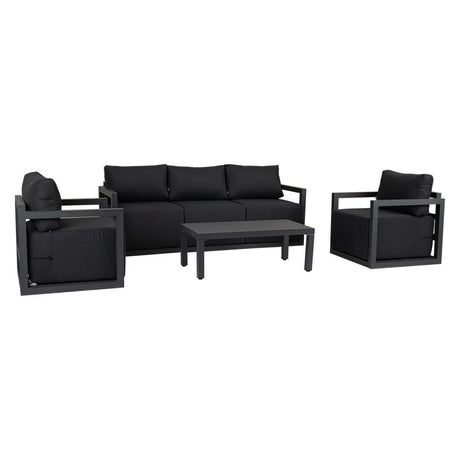 Noosa 6 Piece Outdoor Lounge Set, Charcoal Grey Aluminium