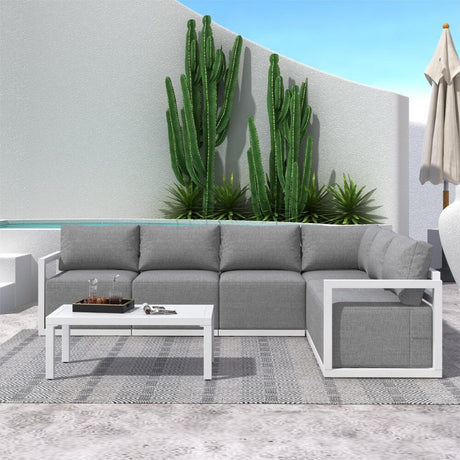 Noosa 7 Piece Outdoor Corner Lounge Set, Charcoal Grey Aluminium