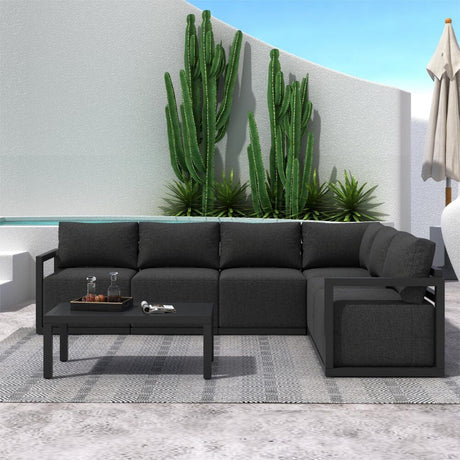 Noosa 7 Piece Outdoor Corner Lounge Set, Charcoal Grey Aluminium
