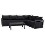 Leeman Outdoor Lounge Set, Wicker Rattan, Charcoal Grey