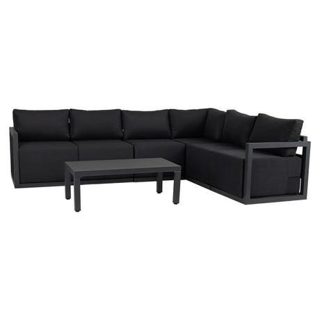 Noosa 7 Piece Outdoor Corner Lounge Set, Charcoal Grey Aluminium