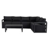 Leeman Outdoor Lounge Set, Wicker Rattan, Charcoal Grey