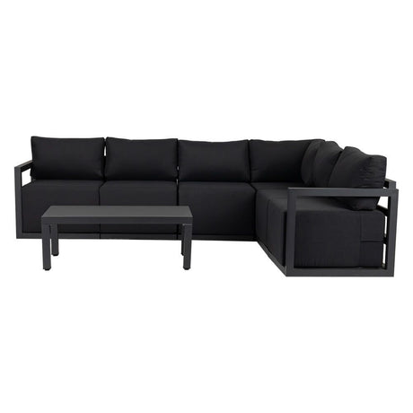 Noosa 7 Piece Outdoor Corner Lounge Set, Charcoal Grey Aluminium