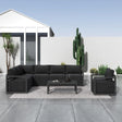 Noosa charcoal grey aluminium outdoor lounge set on a sunny patio