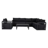 Greenough Outdoor Garden Lounge Set, Wicker Rattan, 7 Seater, Charcoal Grey