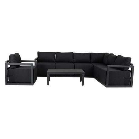 Noosa 8 Piece Outdoor Corner Lounge Set, Charcoal Grey Aluminium