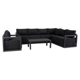 Greenough Outdoor Garden Lounge Set, Wicker Rattan, 7 Seater, Charcoal Grey