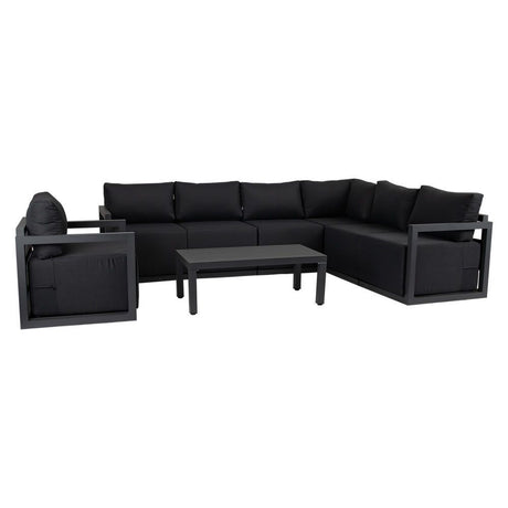 Noosa 8 Piece Outdoor Corner Lounge Set, Charcoal Grey Aluminium