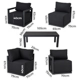 Greenough Outdoor Garden Lounge Set, Wicker Rattan, 7 Seater, Charcoal Grey