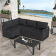 Noosa charcoal grey aluminium outdoor lounge set on a sunny patio