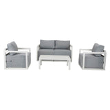 Coral Bay Outdoor Lounge Set, Wicker Rattan, White