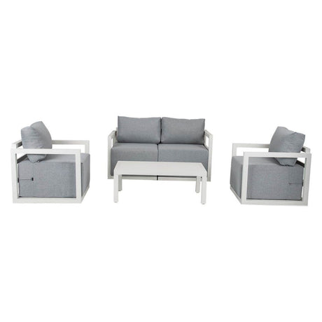 Noosa 5 Piece Outdoor Lounge Set, White Aluminium
