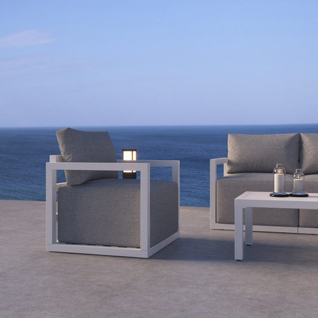 Noosa 5 Piece Outdoor Lounge Set, White Aluminium