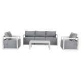 Dongara Deep Seated Outdoor Lounge Set, Wicker Rattan, White