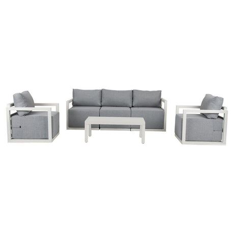 Noosa 6 Piece Outdoor Lounge Set, White Aluminium