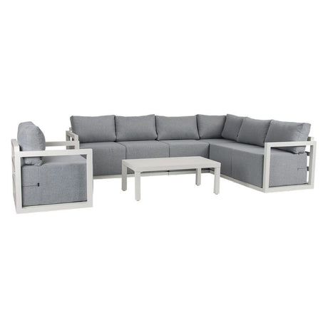 Noosa 8 Piece Outdoor Corner Lounge Set, White Aluminium