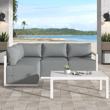 Noosa 5 Piece Outdoor Corner Lounge Set, White Aluminium
