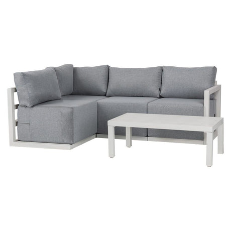 Noosa 5 Piece Outdoor Corner Lounge Set, White Aluminium