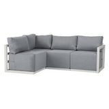 Horrocks Outdoor Lounge Set, Wicker Rattan, 4 Seater, White