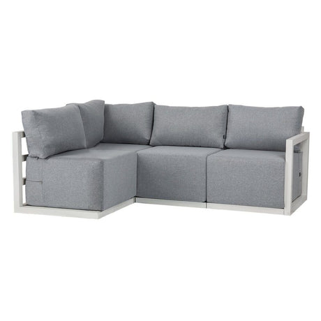 Noosa 5 Piece Outdoor Corner Lounge Set, White Aluminium