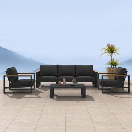 Maroochydore 6 Piece Outdoor Lounge Set, Charcoal Grey Aluminium