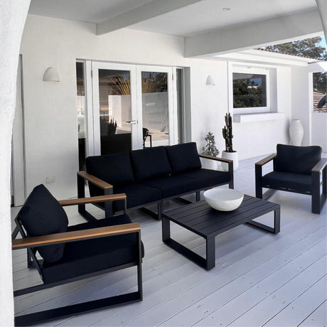 Maroochydore 6 Piece Outdoor Lounge Set, Charcoal Grey Aluminium
