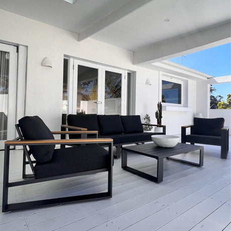 Maroochydore 6 Piece Outdoor Lounge Set, Charcoal Grey Aluminium