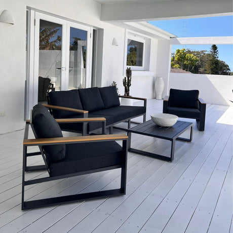 Maroochydore 6 Piece Outdoor Lounge Set, Charcoal Grey Aluminium