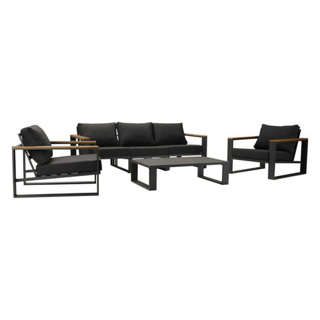 Maroochydore 6 Piece Outdoor Lounge Set, Charcoal Grey Aluminium